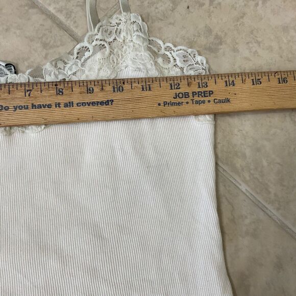 90’s Y2K BANANA REPUBLIC LACE-TRIM CAMISOLE TANK TOP  women’s S Ribbed - Picture 9 of 10